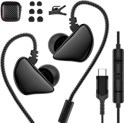 USB C Headphones for Samsung S22+ Ultra Black