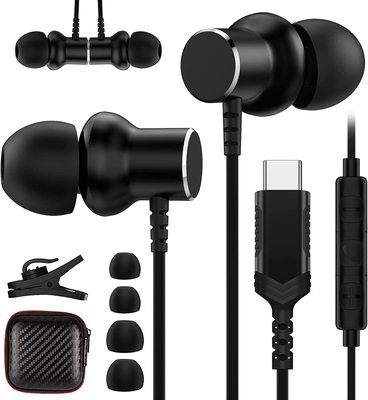 USB C Headphones ACAGET Wired Earbuds for Galaxy S21 Plus Black