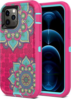 ACAGET for iPhone 12 Pro Max Case Rose Red/Green